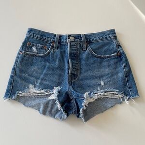 Levi’s 501 Jean Shorts Button Fly Cut Offs Boho Beach Levi 501’s Blue
